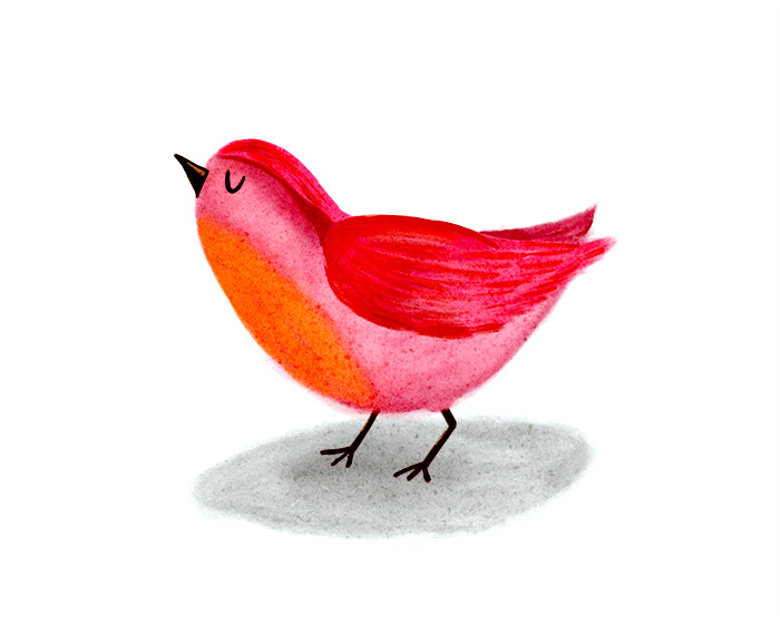 roze rood vogeltje in aquarel stijl geschikt voor kinderboek