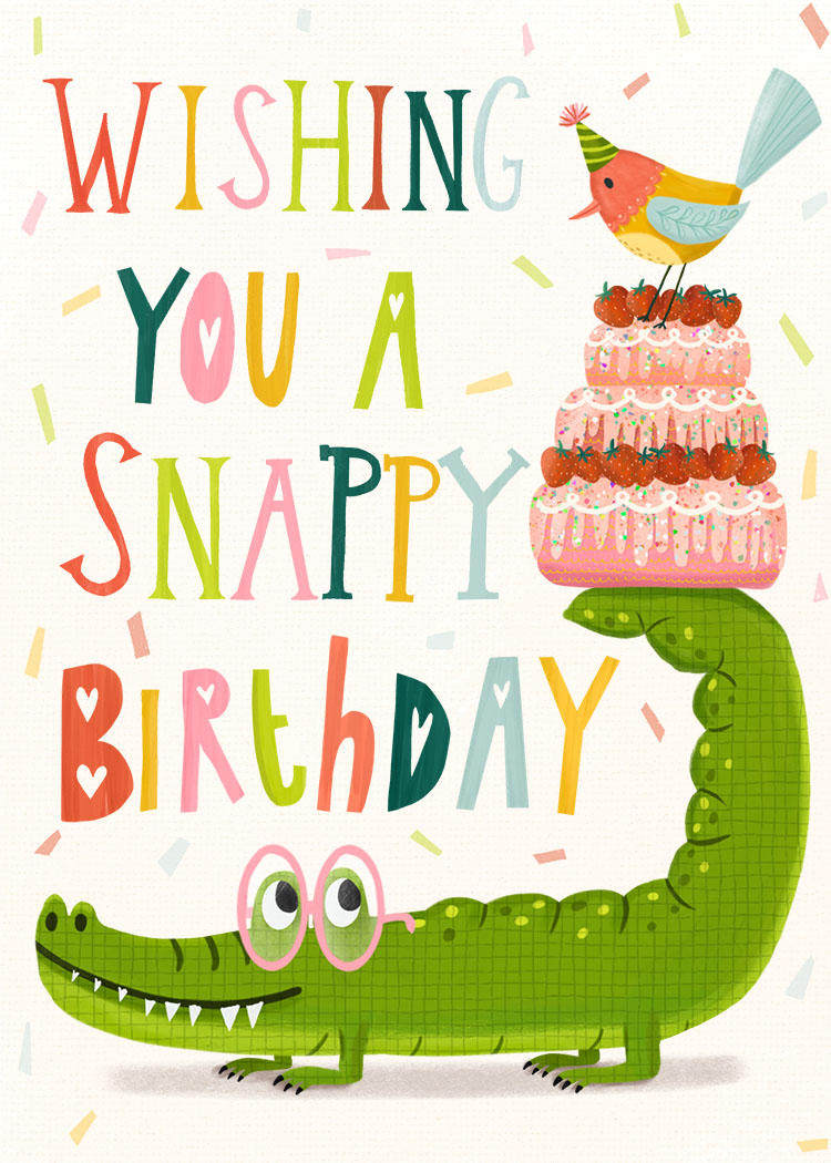 birthday card with alligator