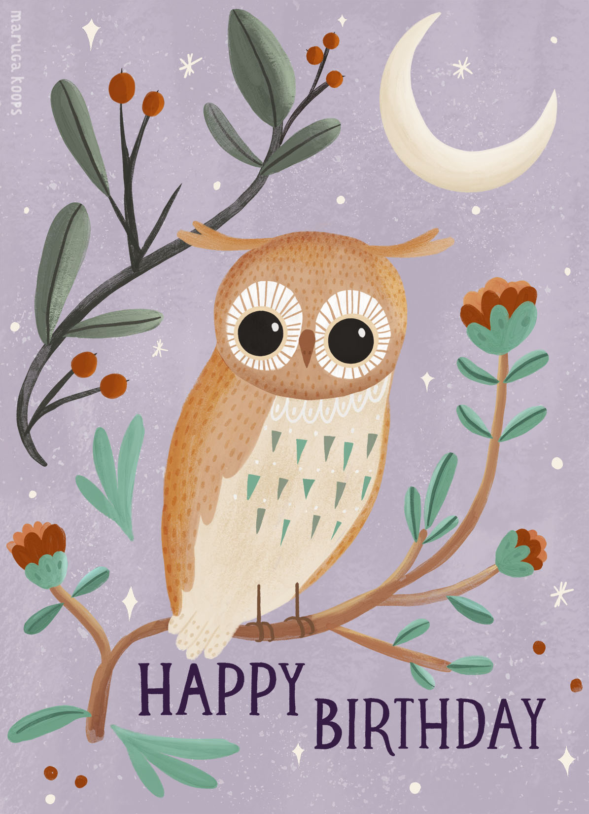 happy birthday greeting card owl