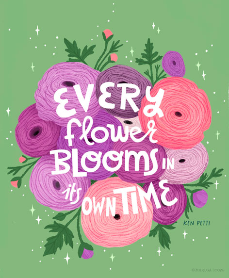 handlettering bloemen  quote illustratie