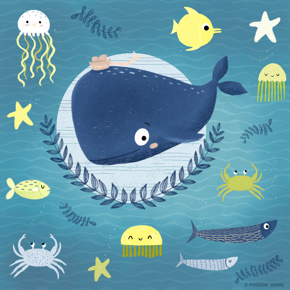 whale illustration pattern